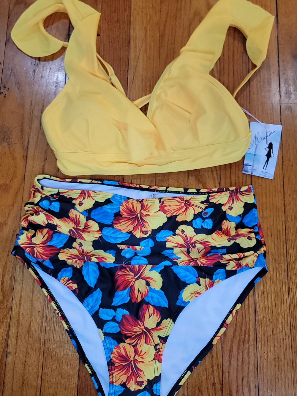 Bright Floral Swim Top - Yellow & Blue Floral